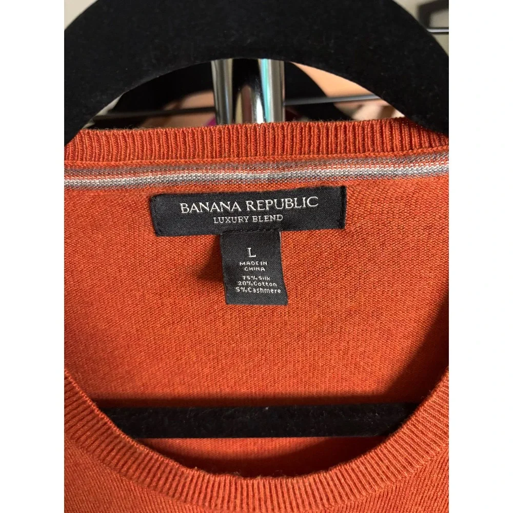 Banana Republic Luxury Blend Silk Cotton Cashmere Crewneck Sweater Orange Mens L